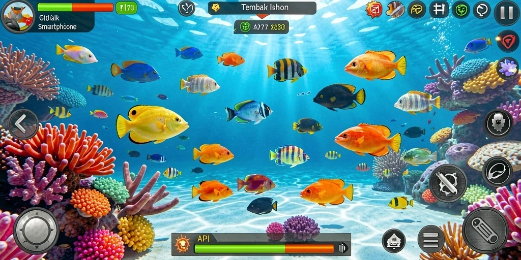 Screenshot gameplay seru API77 saat menembak ikan berharga.