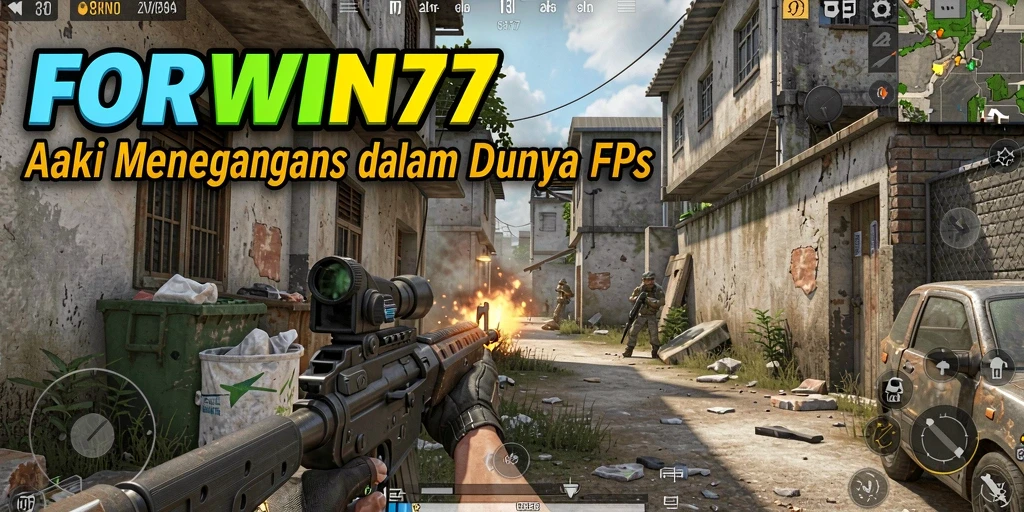 Screenshot menampilkan aksi mendebarkan dalam game FPS FORWIN77.