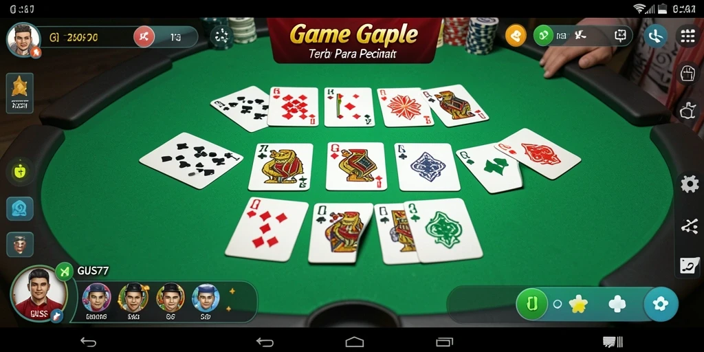 Screenshot GUS77 menampilkan gameplay seru dalam permainan Gaple.