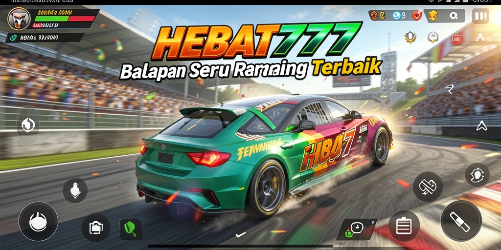 Gameplay HEBAT777 yang seru di trek balap menantang.