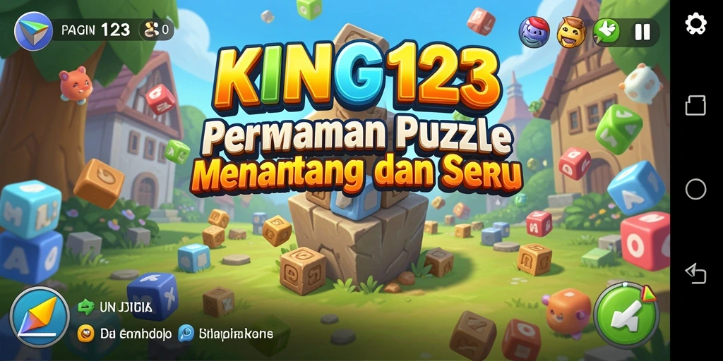 Tangkapan layar KING123 menunjukkan gameplay puzzle yang penuh warna.