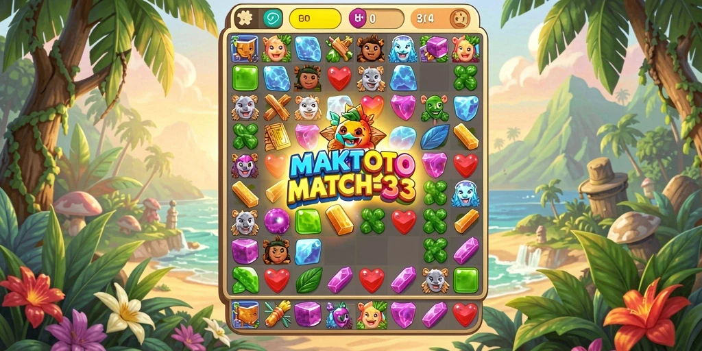 Screenshot gameplay seru pada game Match-3 MAKTOTO.