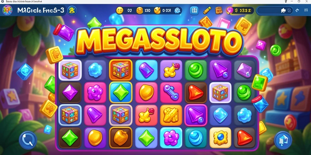 Tangkapan layar dari gameplay Match-3 yang seru di MEGASLOTO.