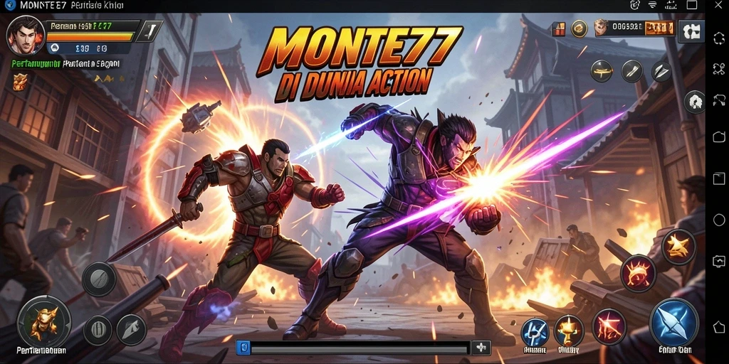 Tampilan gameplay seru dari MONTE77 dengan pertarungan intens.