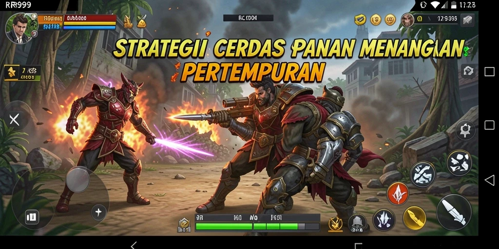 Screenshot gameplay RR999 yang menunjukkan momen strategi di medan perang.