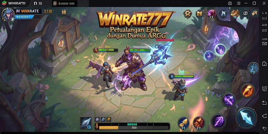 Tampilan gameplay WINRATE777 dengan aksi pertempuran yang seru.