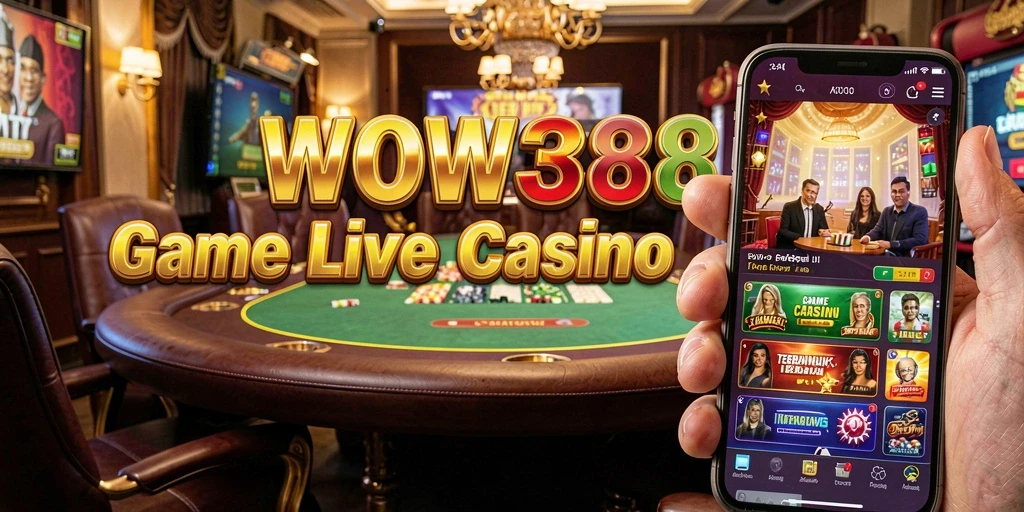 Tampilan permainan Live Casino WOW388 dengan dealer yang interaktif dan grafik menarik.
